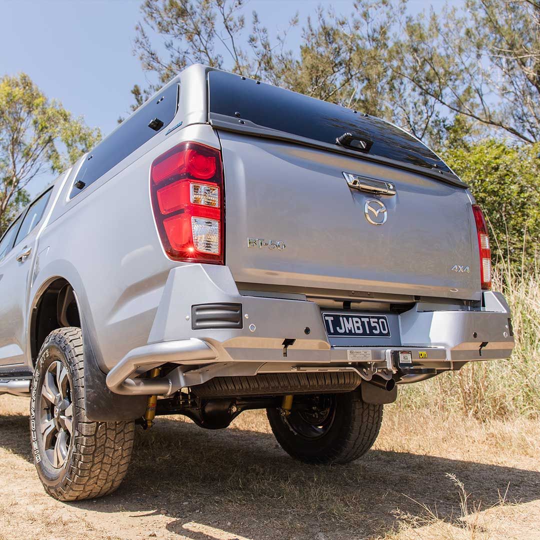 TJM RB6 REAR PROTECTION BUMPER STEP & TOWBAR BLACK STEEL